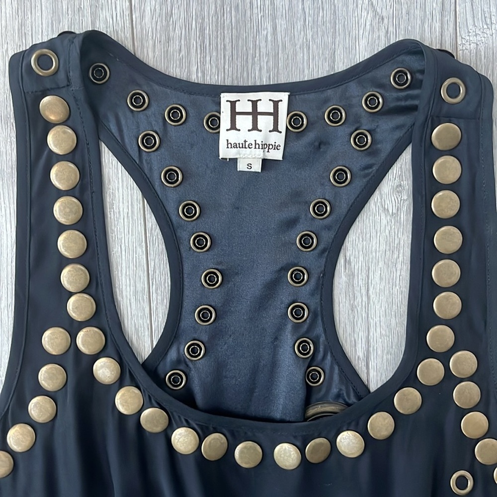Vintage Y2K Haute Hippie Brass Embellished Dress 100% silk and Gromets - Picture 5 of 5
